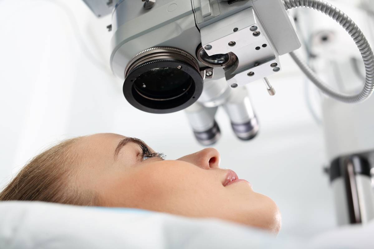 Woman getting check to see if her cataracts return